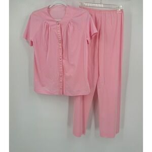 Lorraine Womens Vintage Pajama Set Size L Mid Century Coquette Feminine Pink